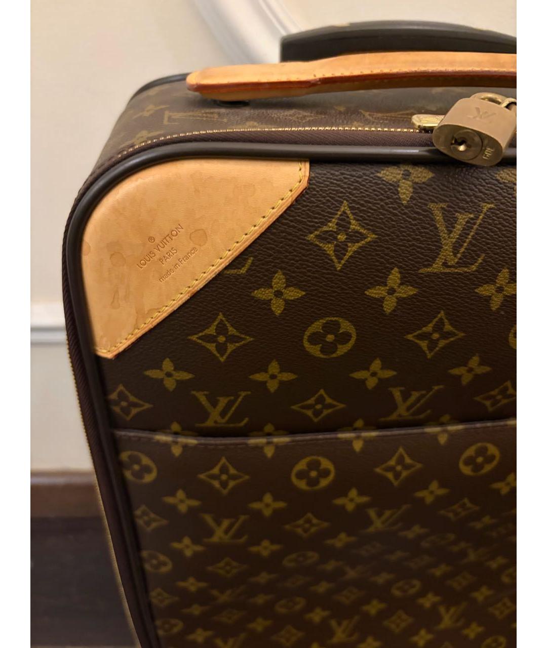 LOUIS VUITTON Коричневый чемодан из канвы, фото 5