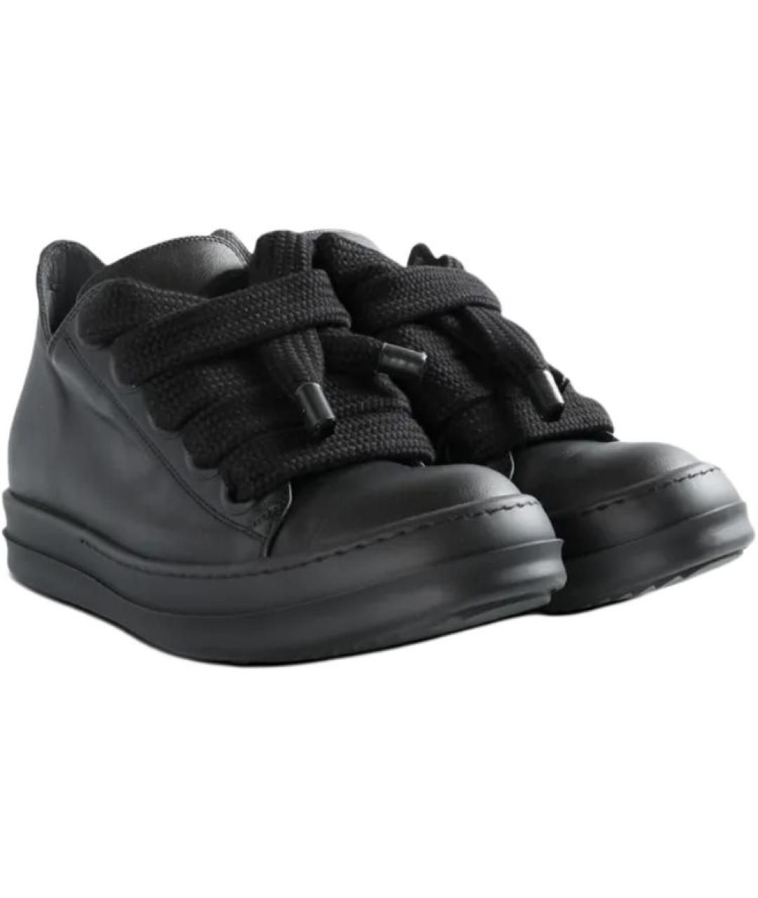 RICK OWENS Черные кожаные кроссовки, фото 3
