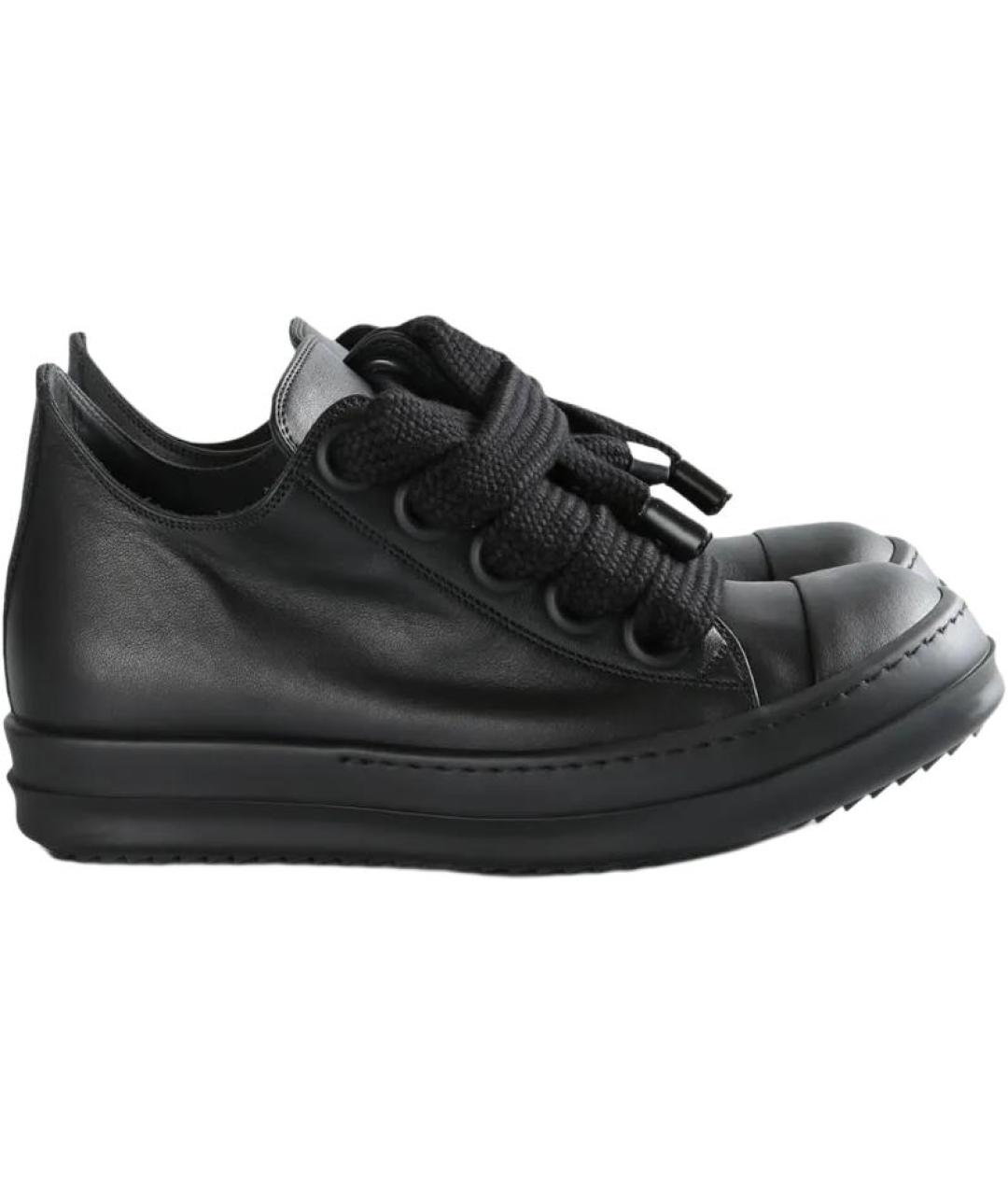 RICK OWENS Черные кожаные кроссовки, фото 1