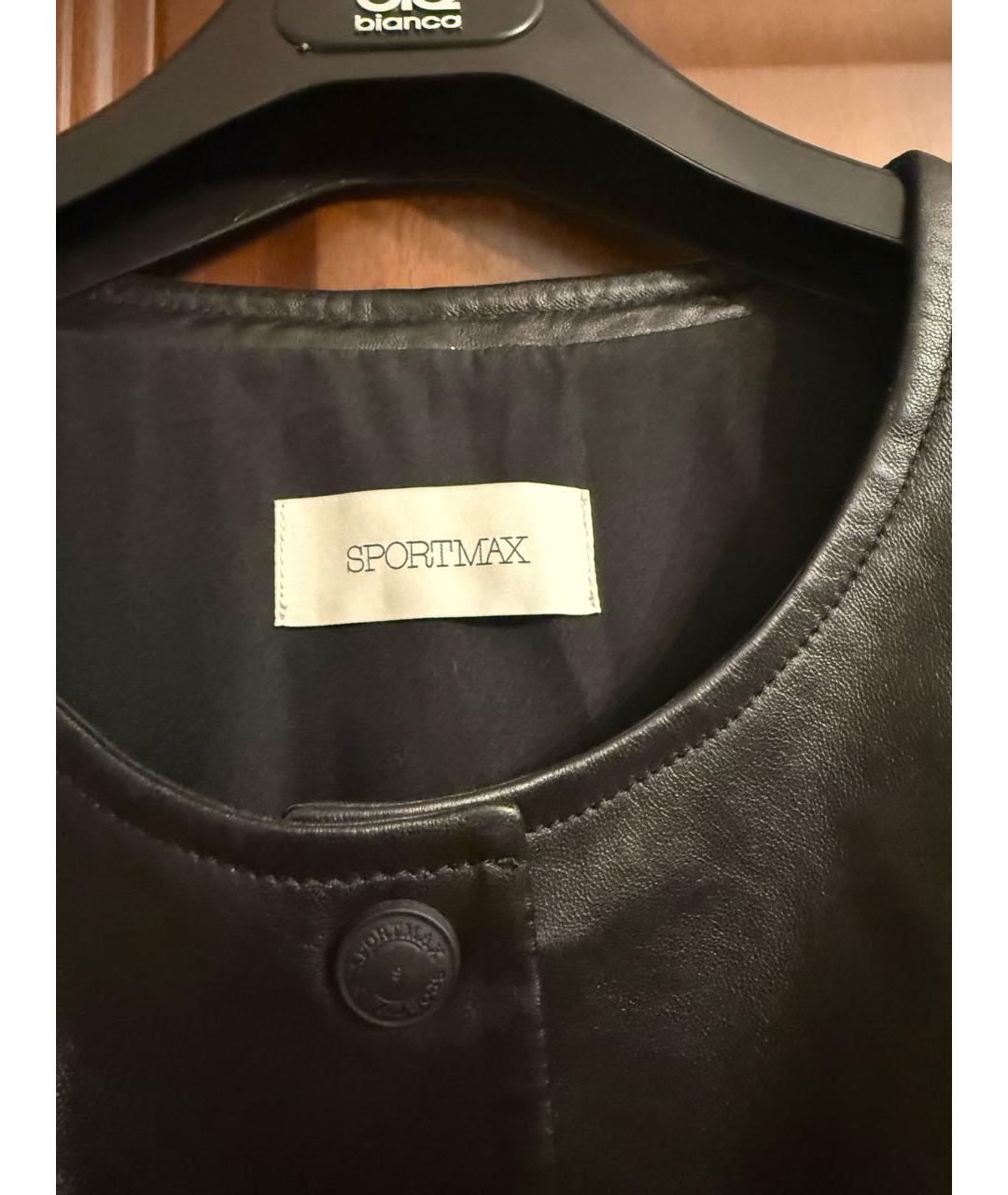 SPORTMAX Черное кожаное вечернее платье, фото 3