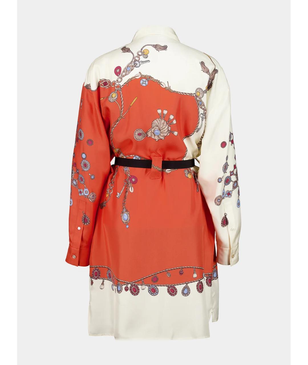 VERSACE Оранжевое шелковое повседневное платье, фото 4