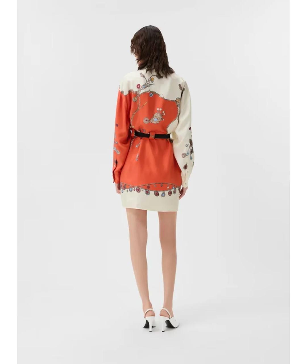VERSACE Оранжевое шелковое повседневное платье, фото 3