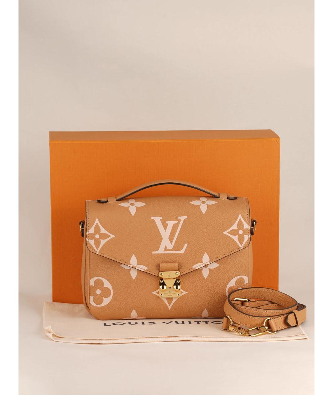 LOUIS VUITTON Бежевая кожаная сумка через плечо, фото 2