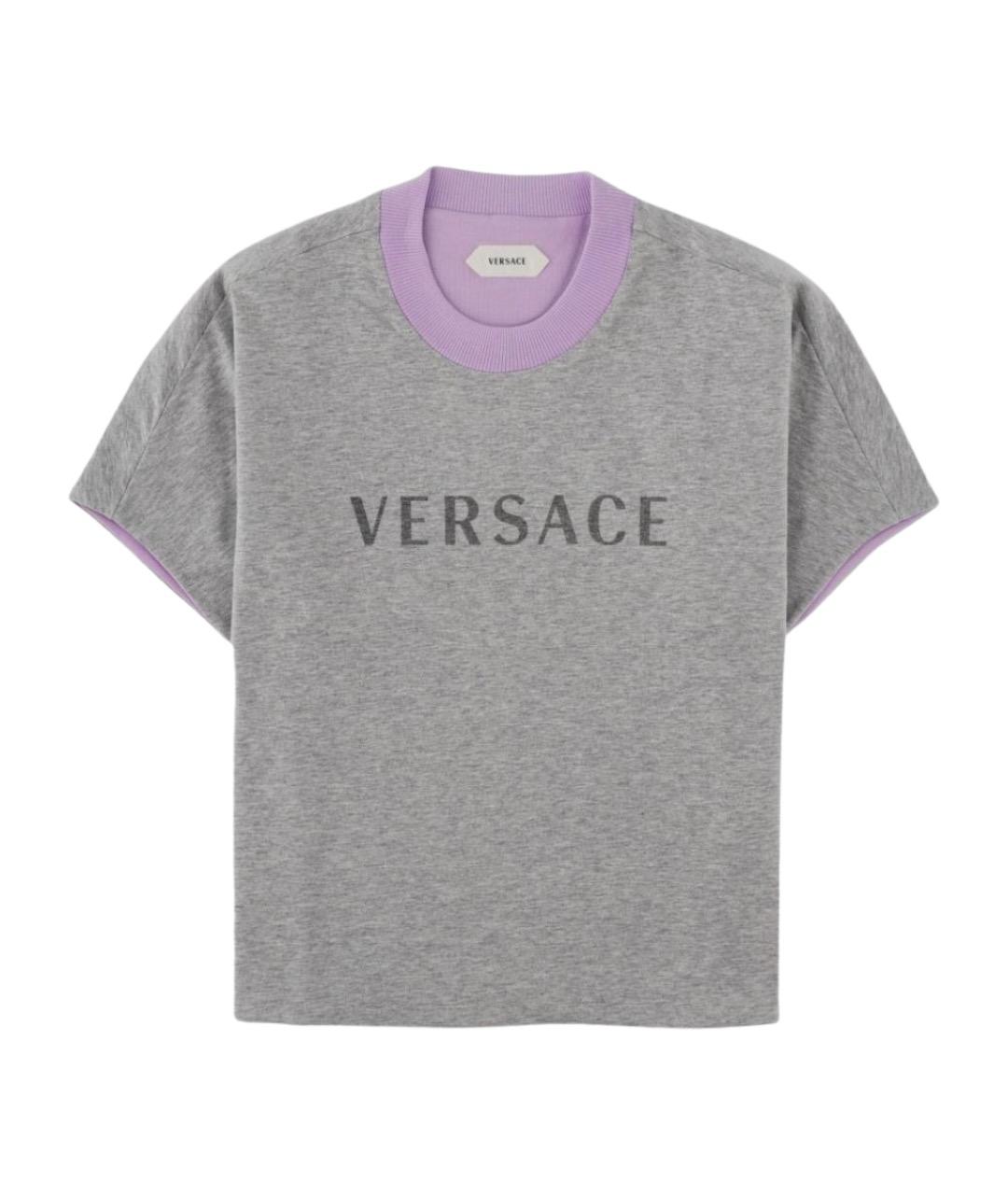 VERSACE Серая хлопковая футболка, фото 1