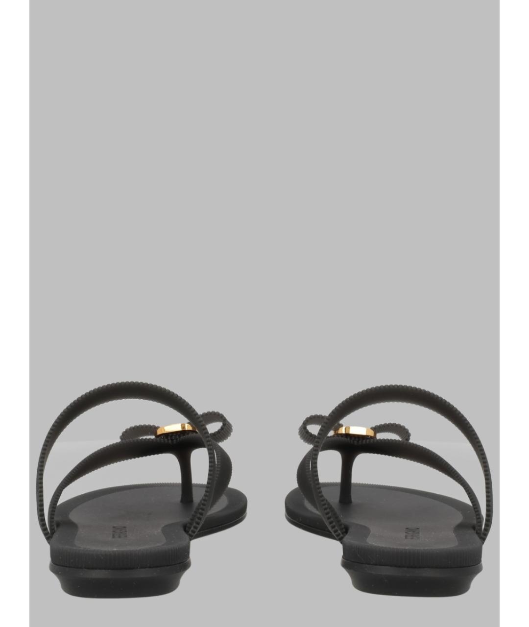 FERRAGAMO Черные резиновые шлепанцы, фото 3