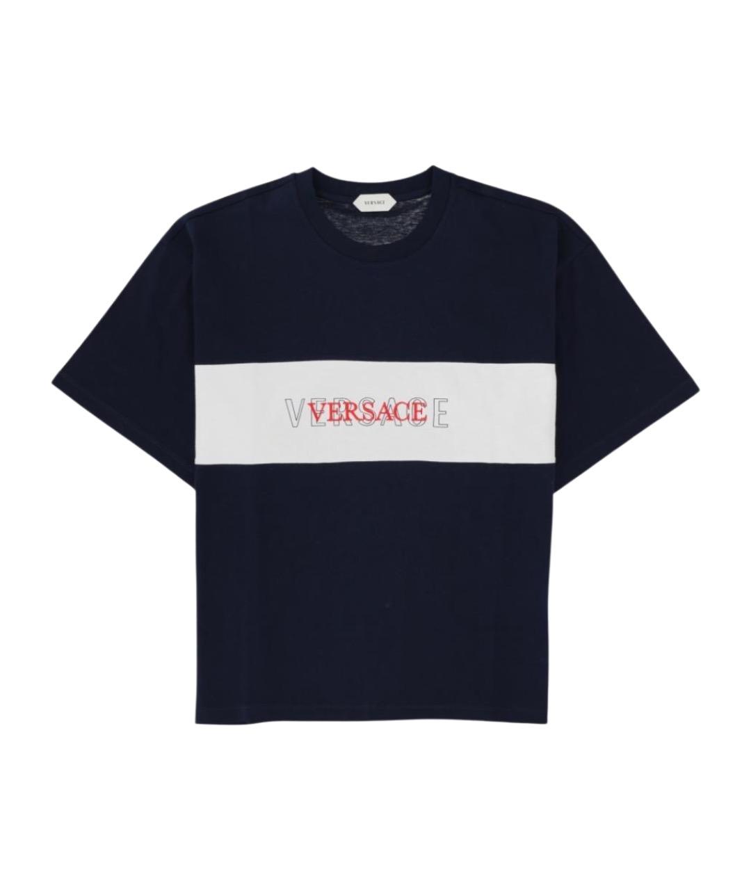 VERSACE Синяя хлопковая футболка, фото 1