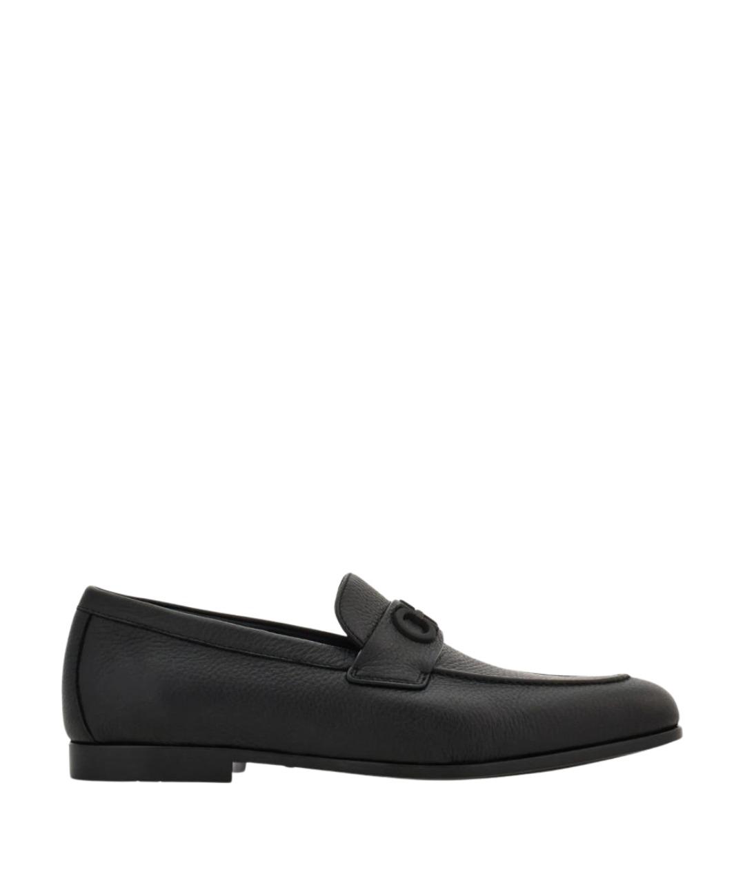 FERRAGAMO Черные кожаные лоферы, фото 1