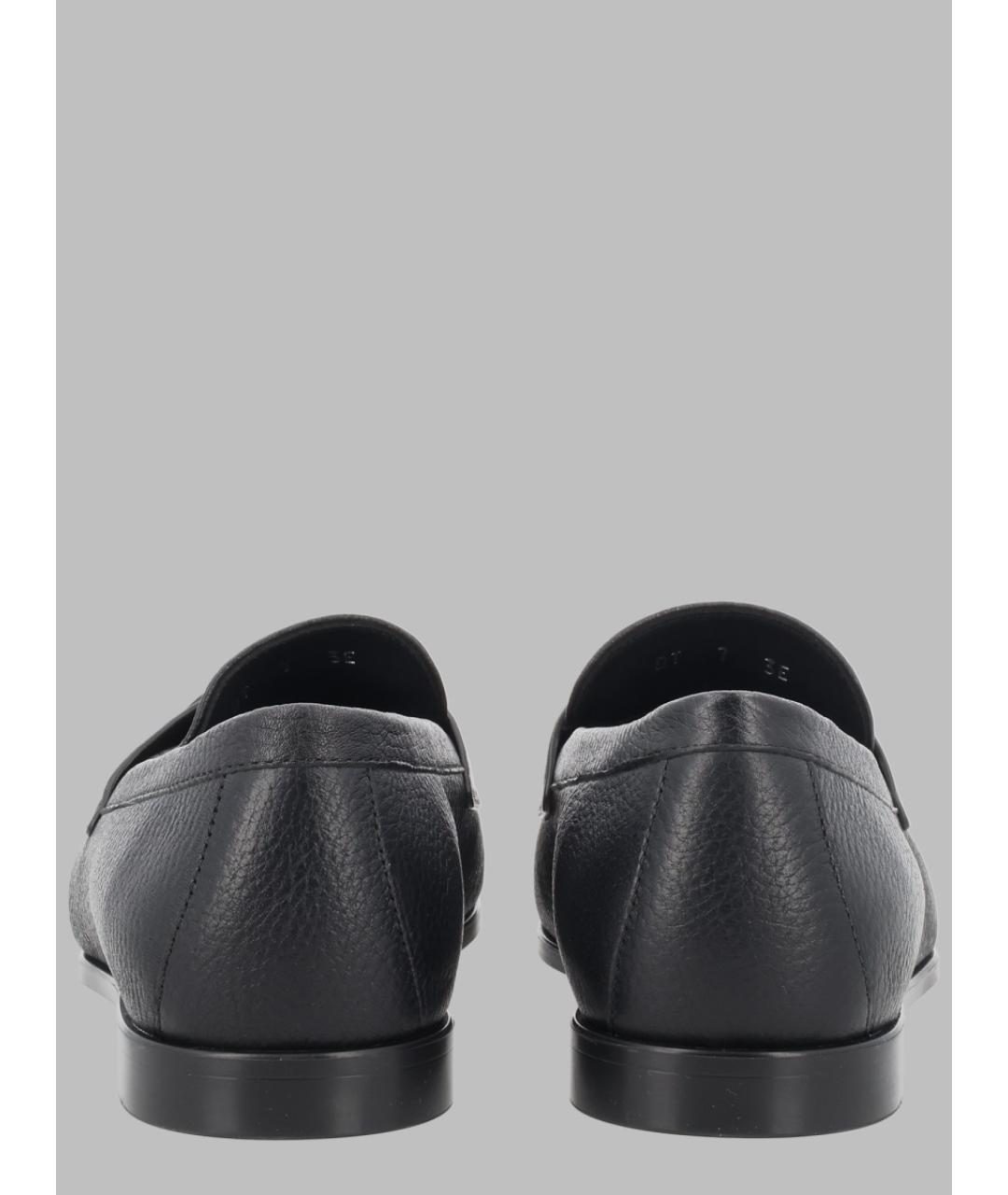 FERRAGAMO Черные кожаные лоферы, фото 3