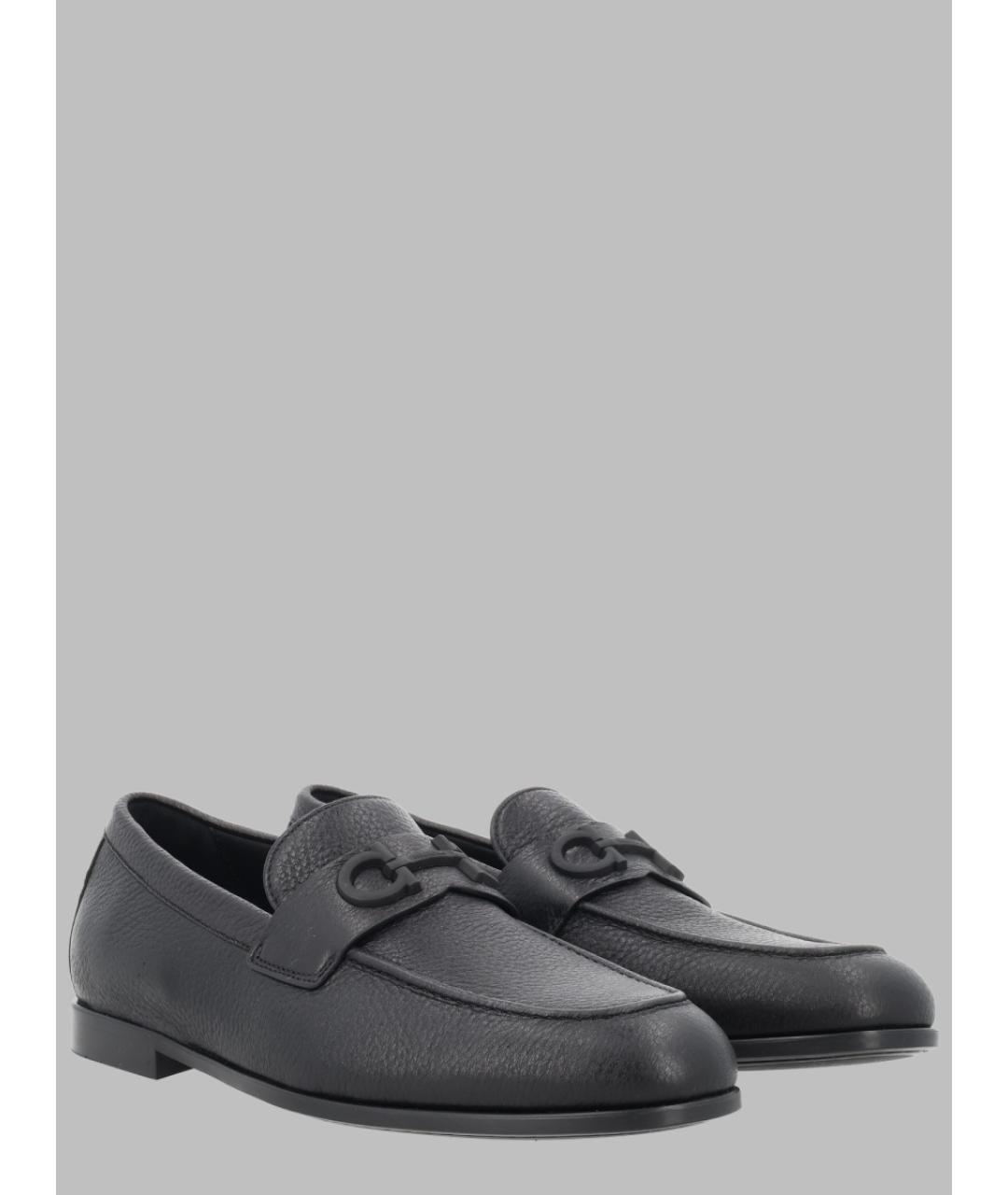 FERRAGAMO Черные кожаные лоферы, фото 2