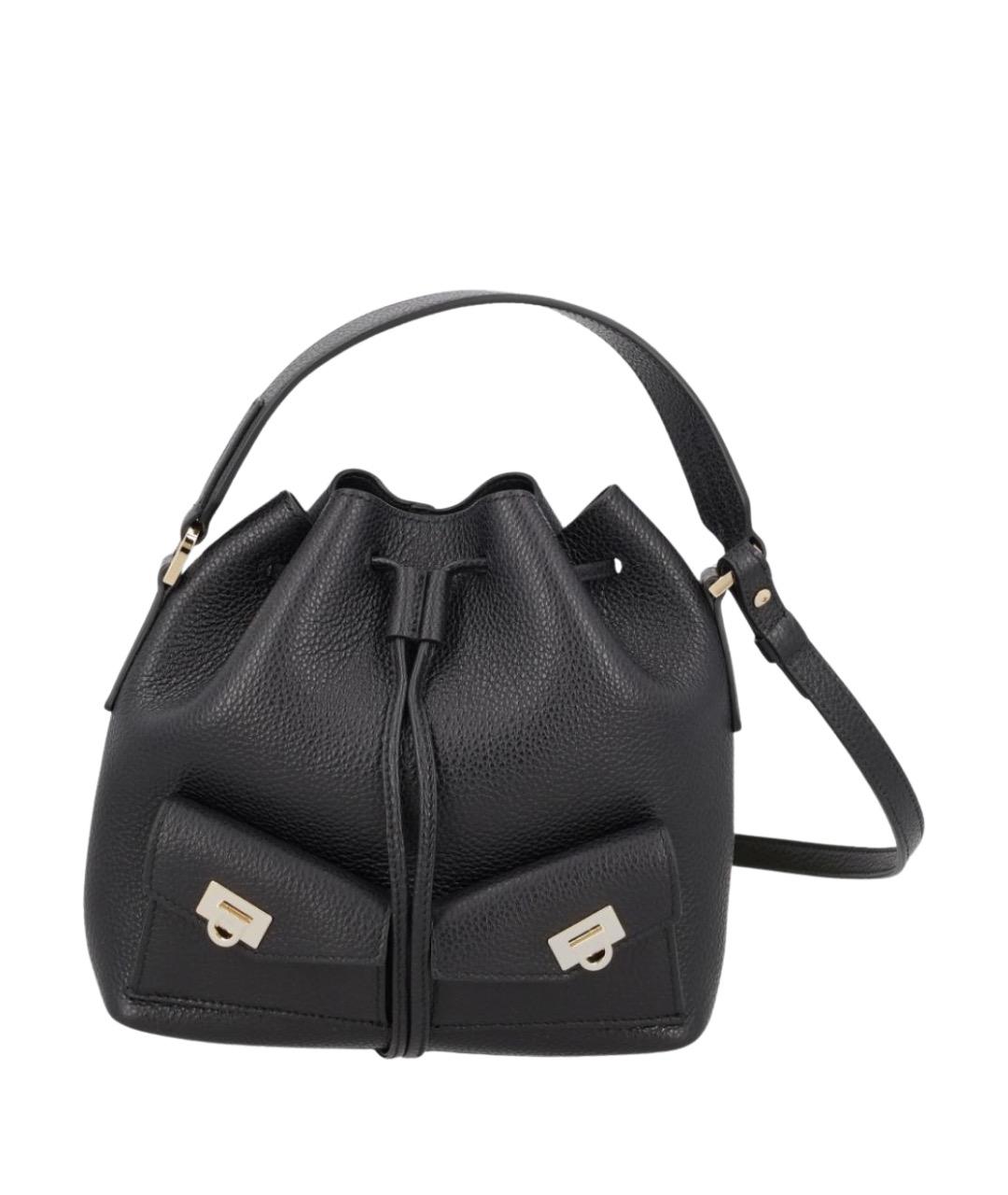 FERRAGAMO Черная кожаная сумка тоут, фото 1