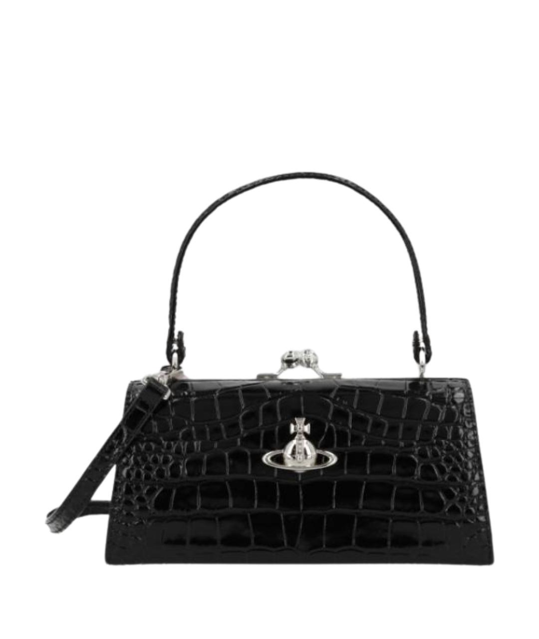 VIVIENNE WESTWOOD Черная кожаная сумка с короткими ручками, фото 1