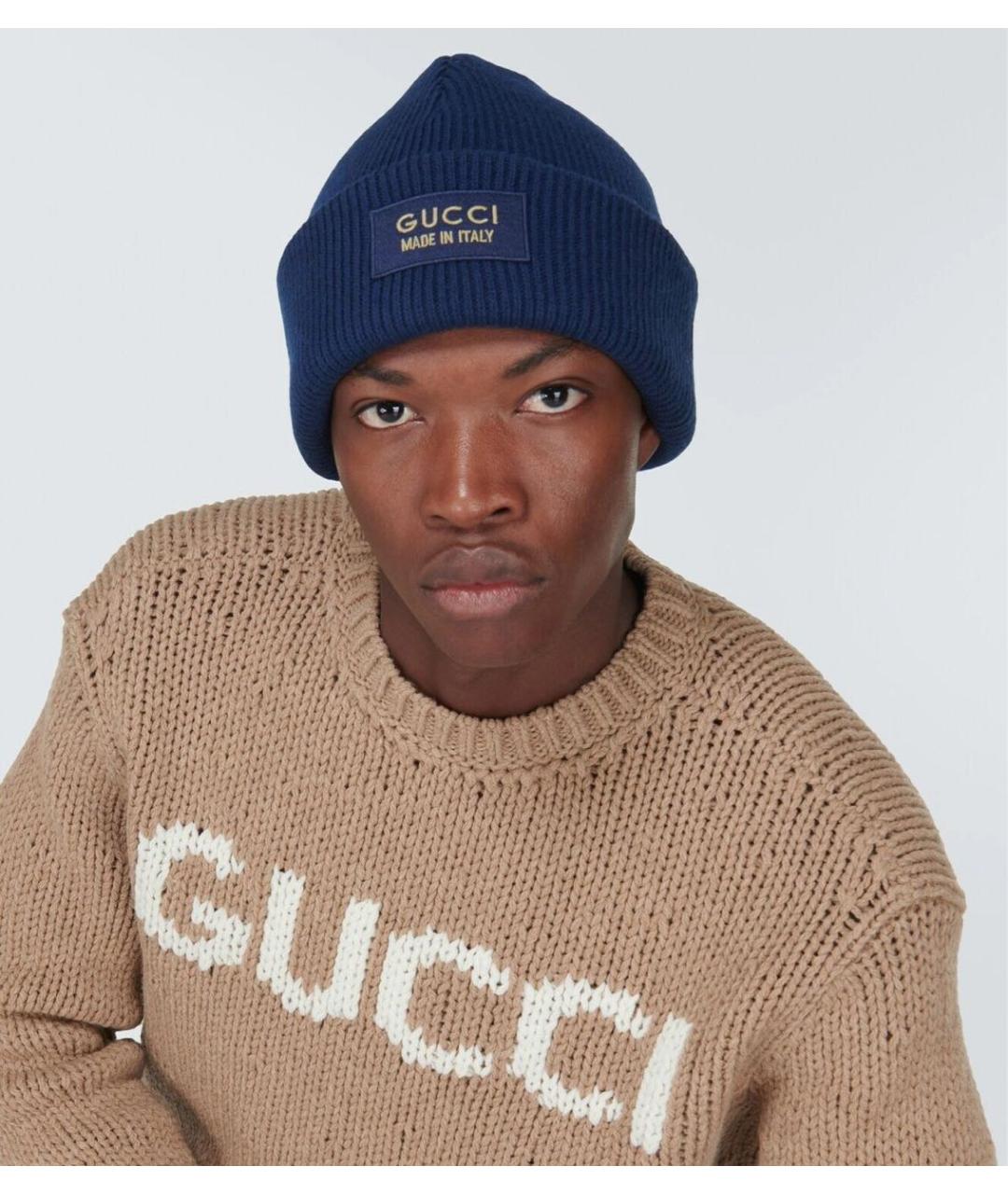 GUCCI Темно-синяя шерстяная шапка, фото 8