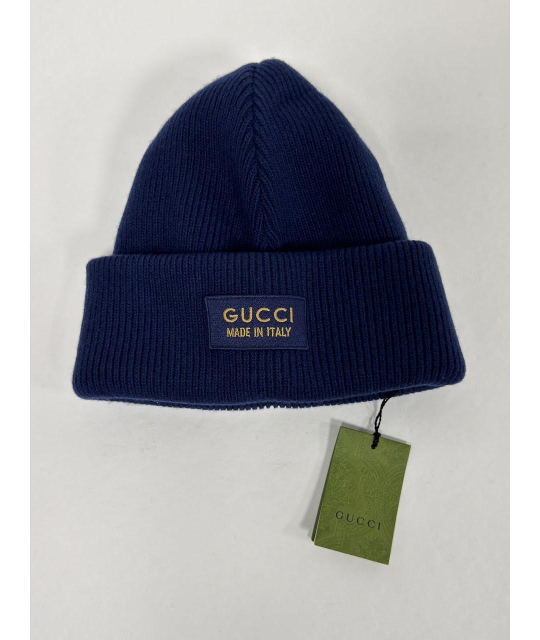 GUCCI Темно-синяя шерстяная шапка, фото 9