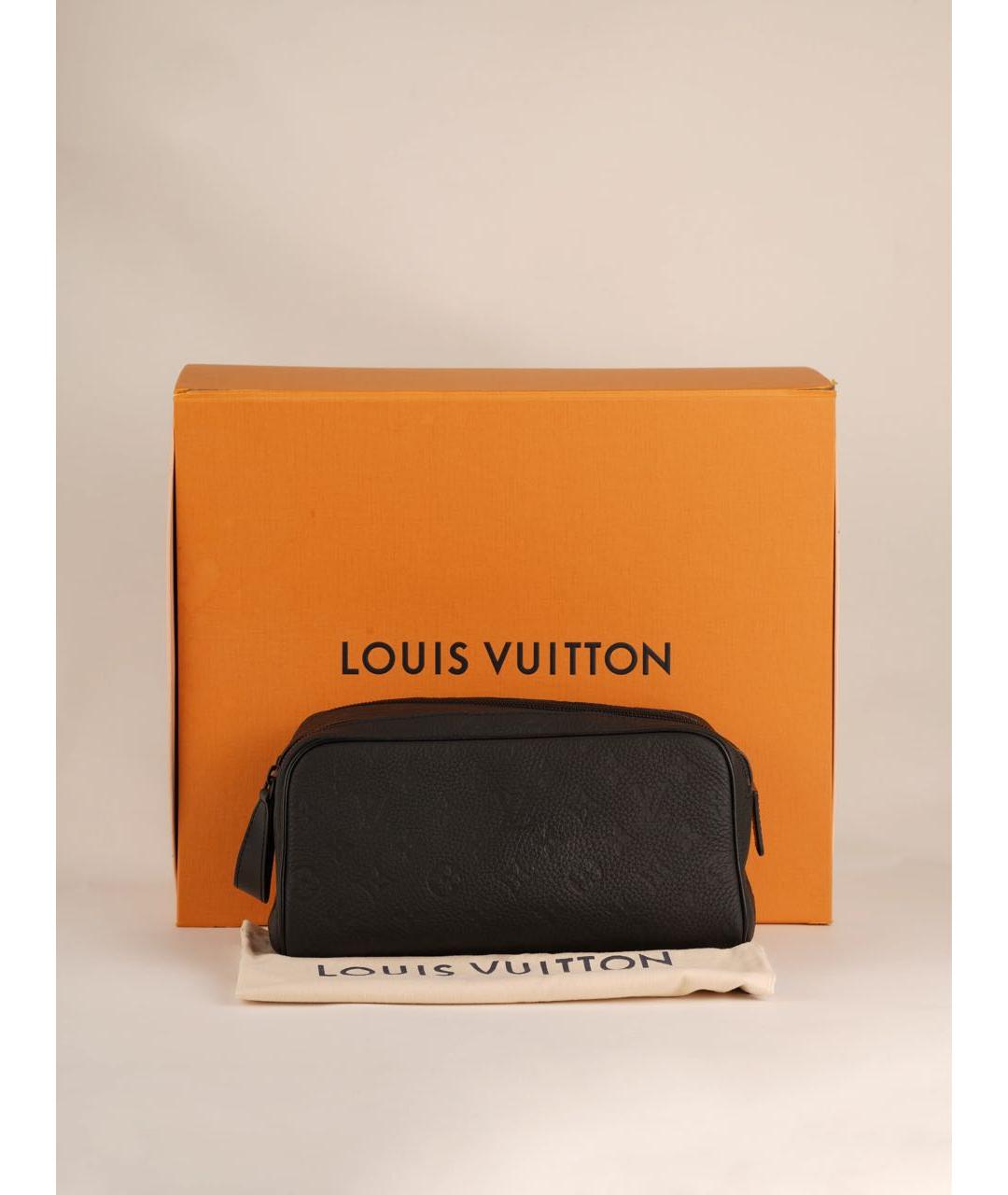 LOUIS VUITTON Черная кожаная барсетка, фото 2