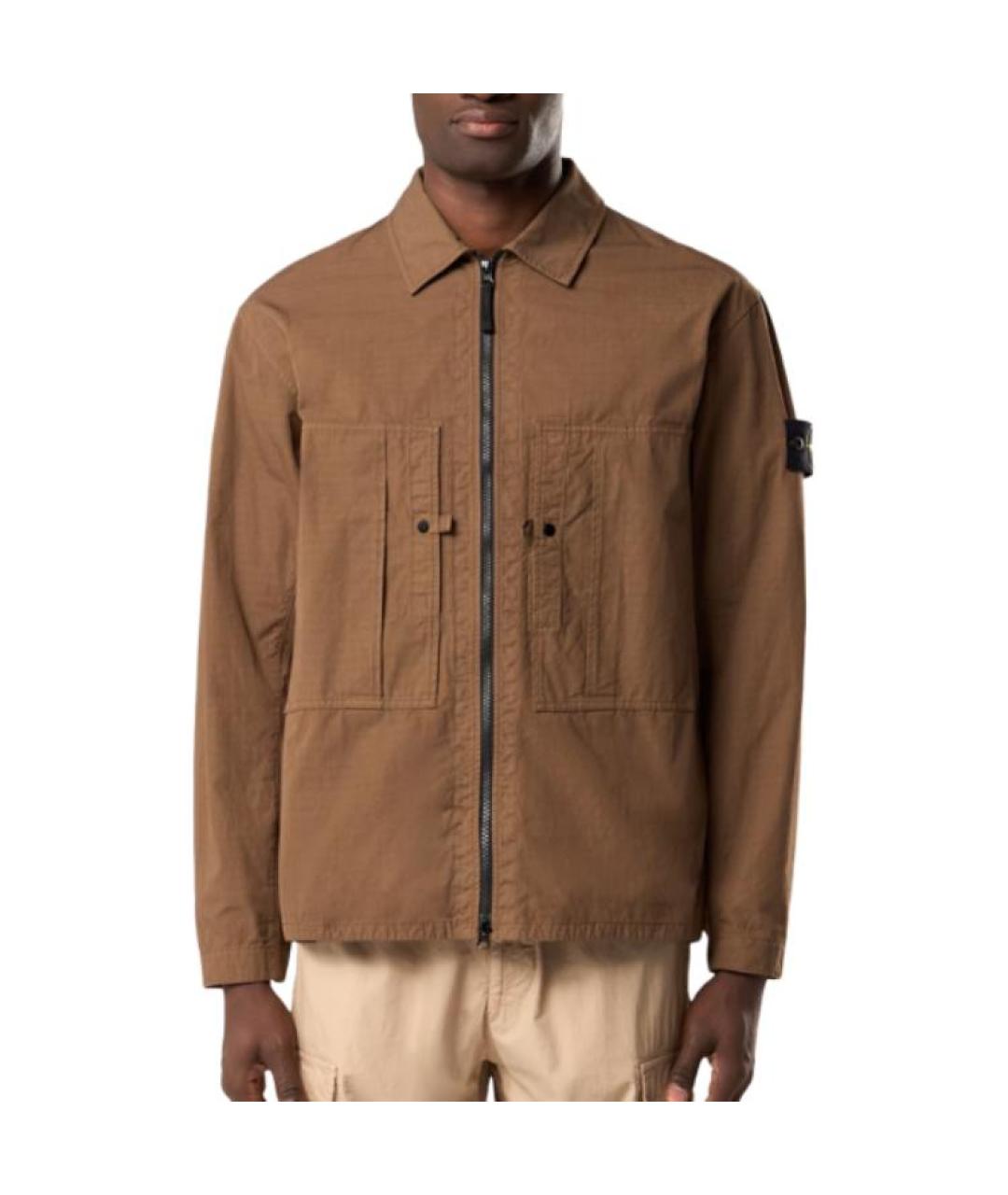 STONE ISLAND Коричневая классическая рубашка, фото 5