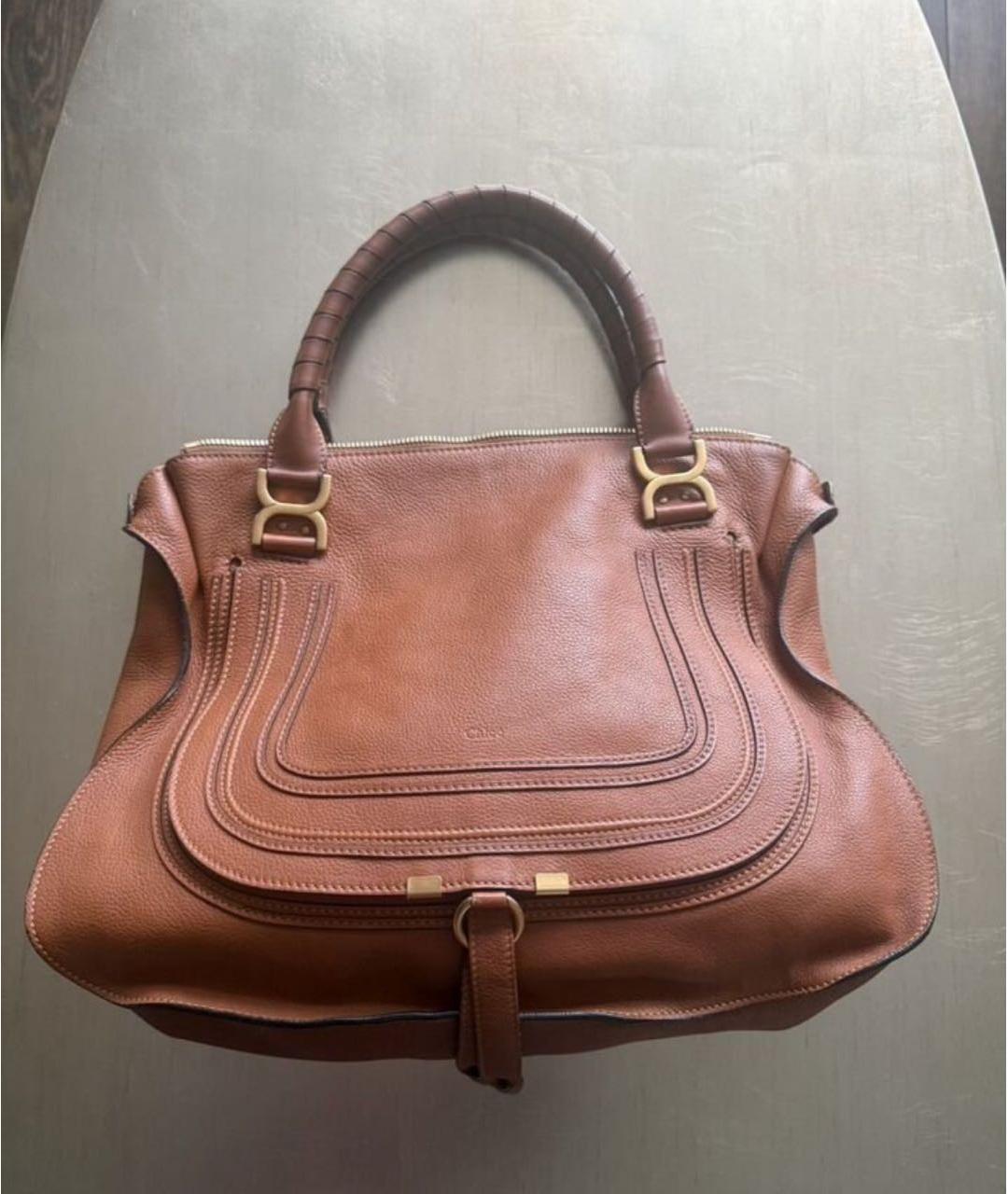 CHLOE Коричневая кожаная сумка с короткими ручками, фото 5