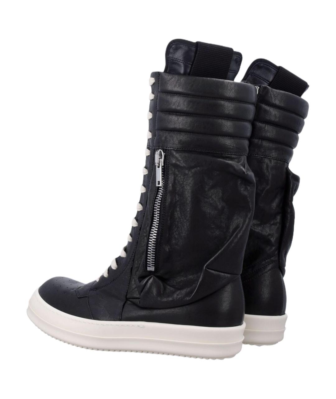 RICK OWENS Черные кожаные высокие ботинки, фото 4