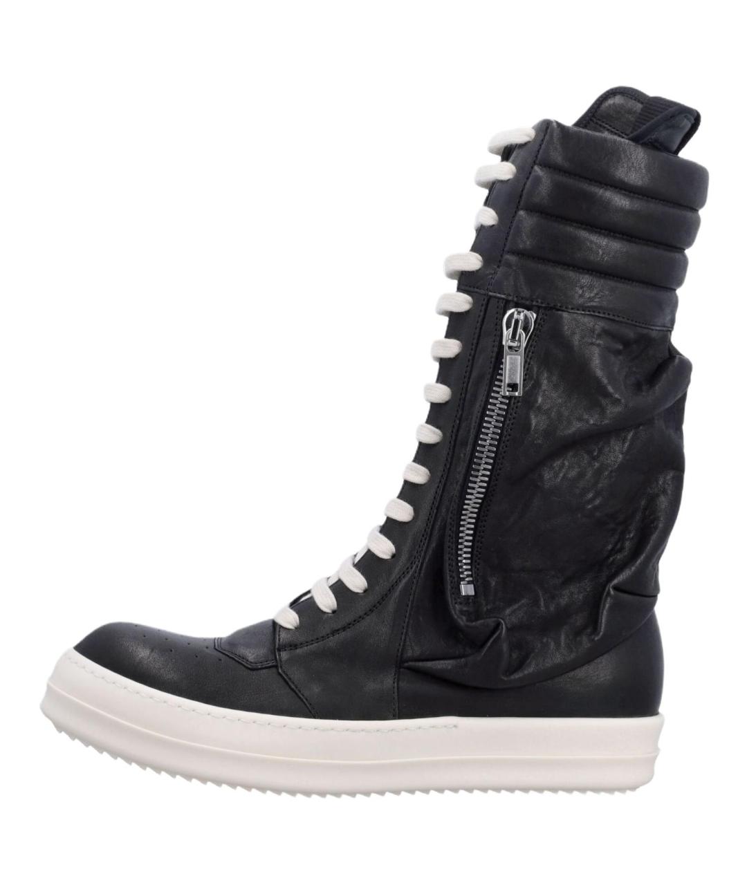 RICK OWENS Черные кожаные высокие ботинки, фото 2