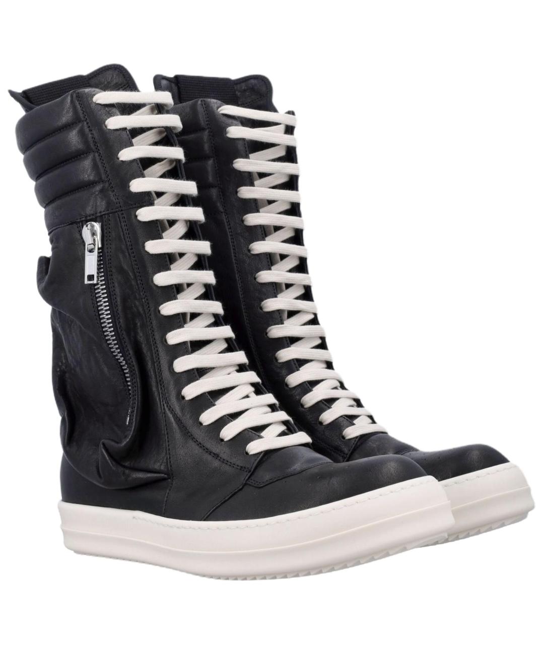RICK OWENS Черные кожаные высокие ботинки, фото 3