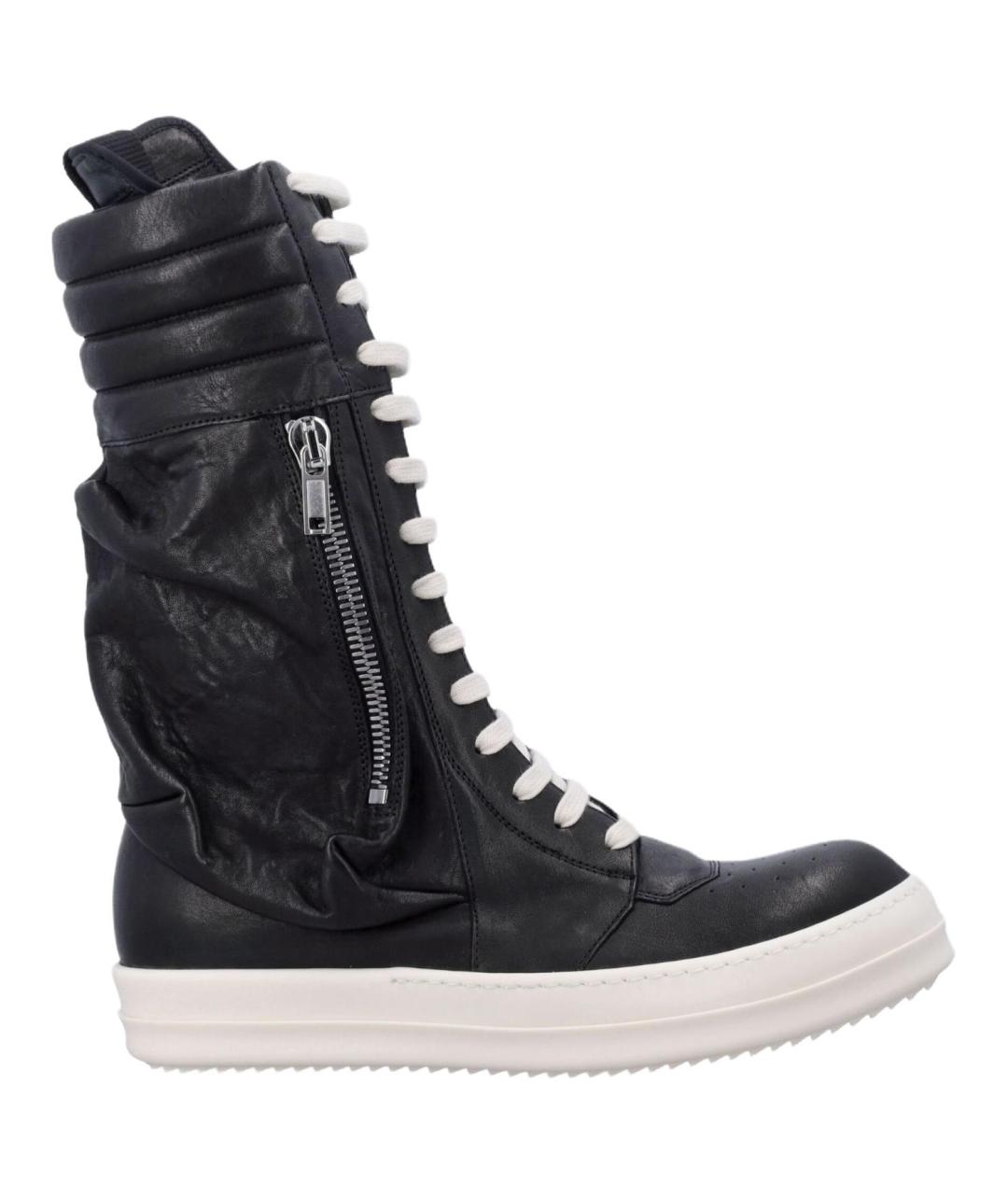 RICK OWENS Черные кожаные высокие ботинки, фото 1