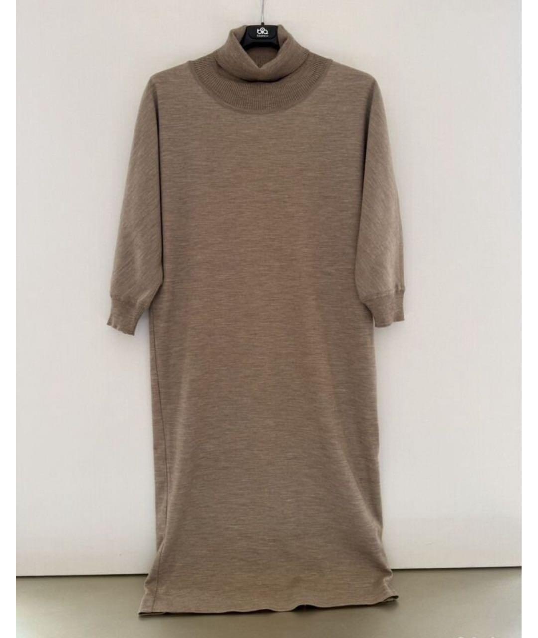 'S MAX MARA Бежевое хлопковое повседневное платье, фото 6