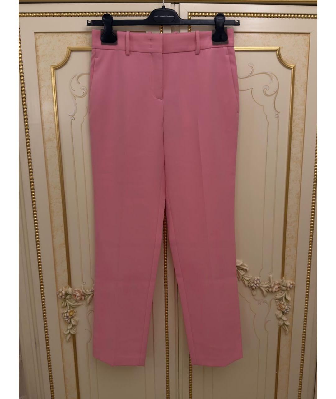 ERMANNO SCERVINO Розовые полиэстеровые прямые брюки, фото 2
