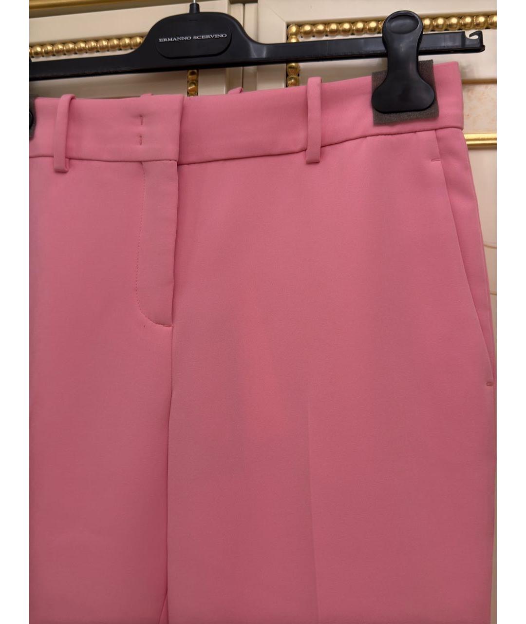 ERMANNO SCERVINO Розовые полиэстеровые прямые брюки, фото 3