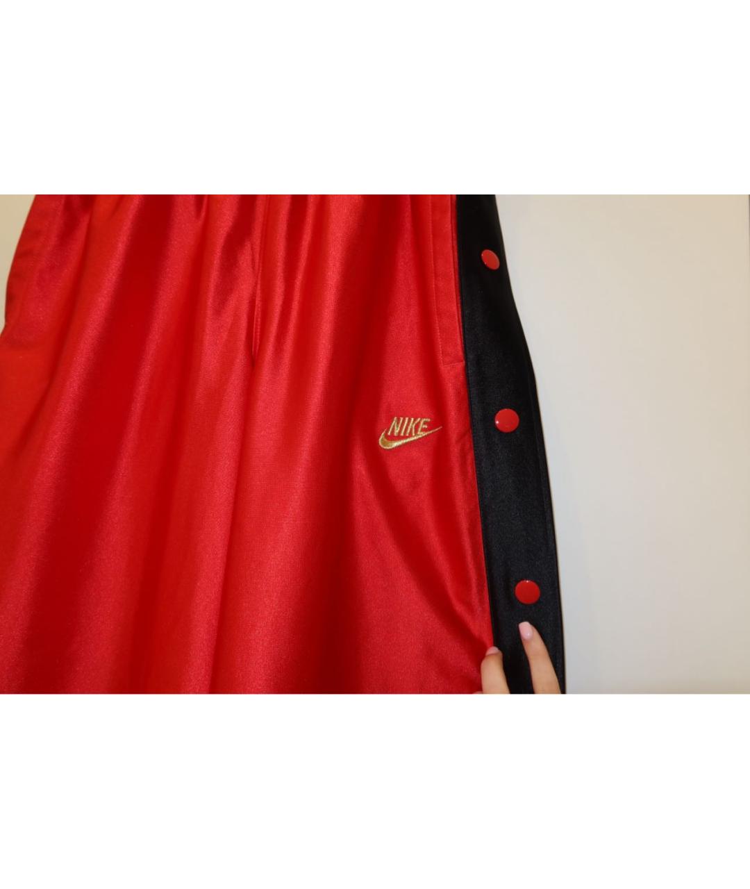 NIKE Красные атласные спортивные брюки и шорты, фото 2