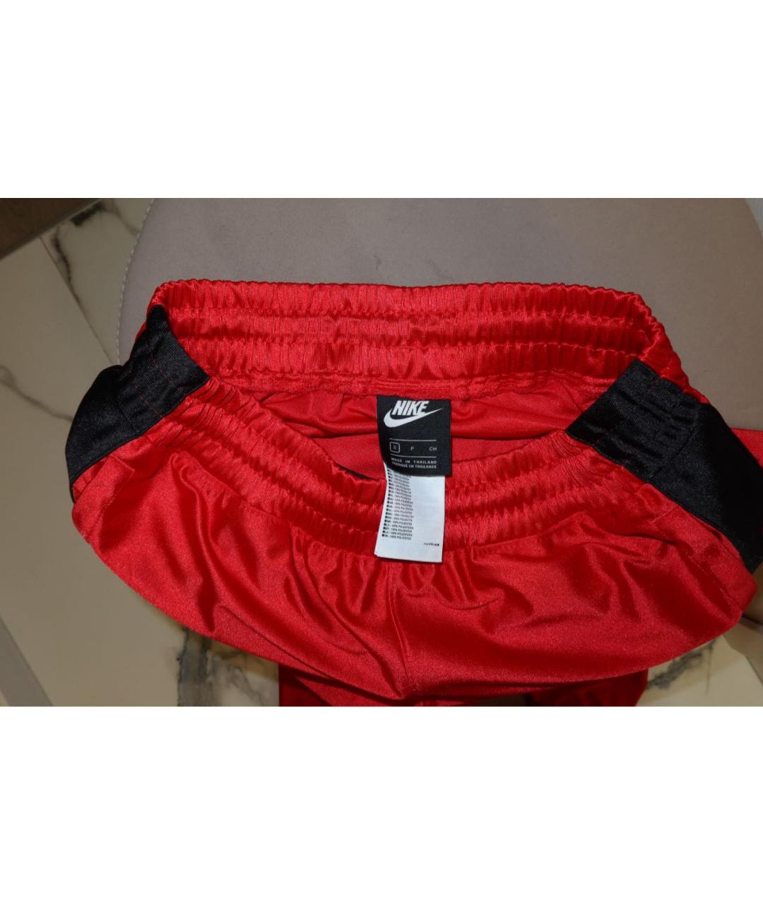 NIKE Красные атласные спортивные брюки и шорты, фото 3