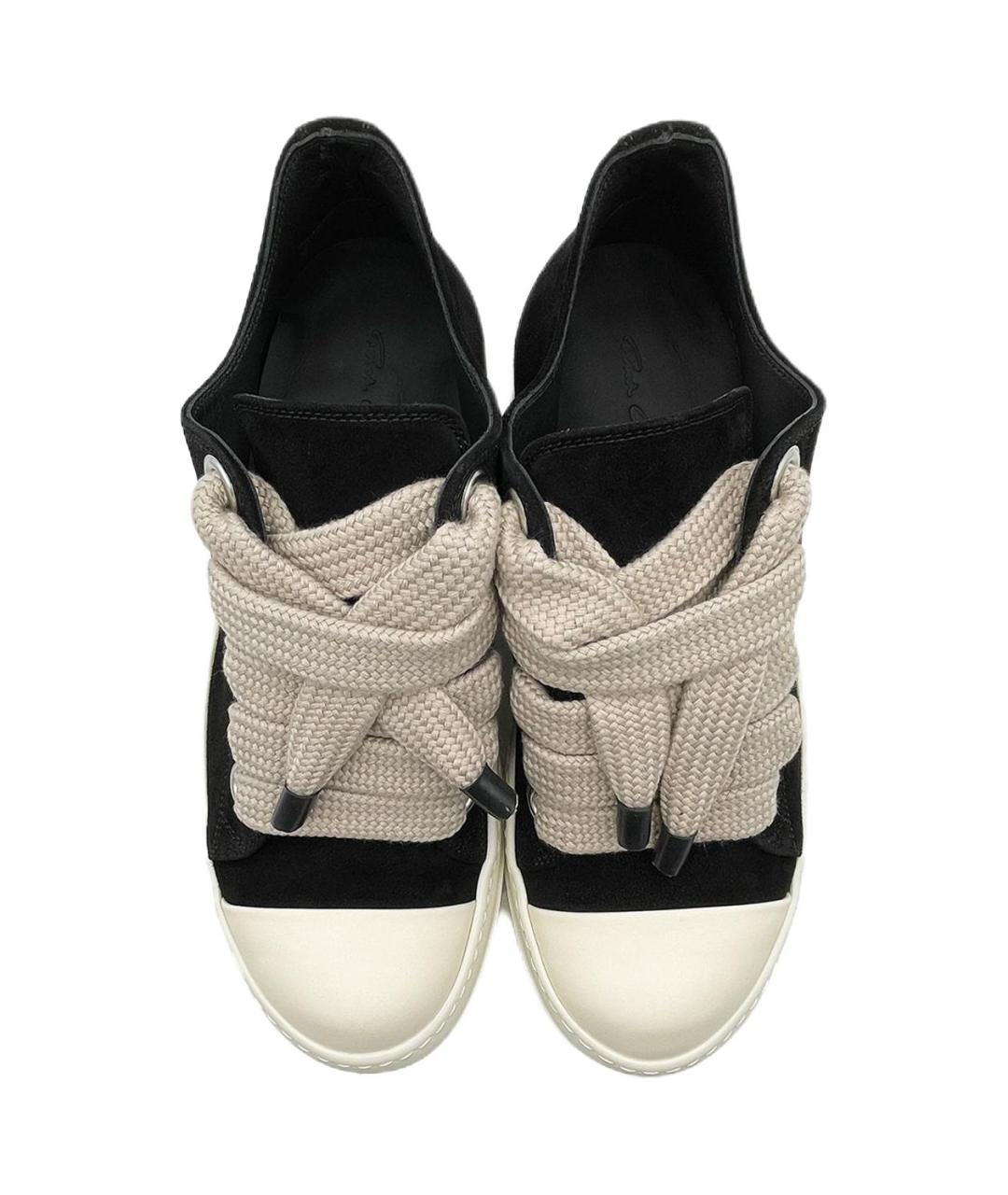 RICK OWENS Черные кожаные низкие кроссовки / кеды, фото 4
