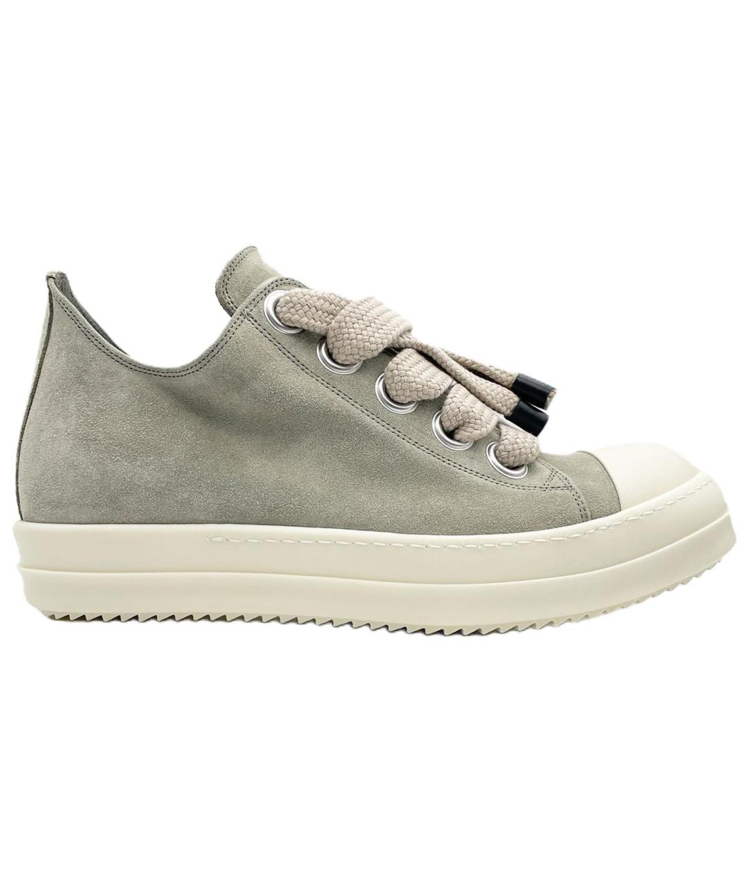 RICK OWENS Серые кожаные низкие кроссовки / кеды, фото 1