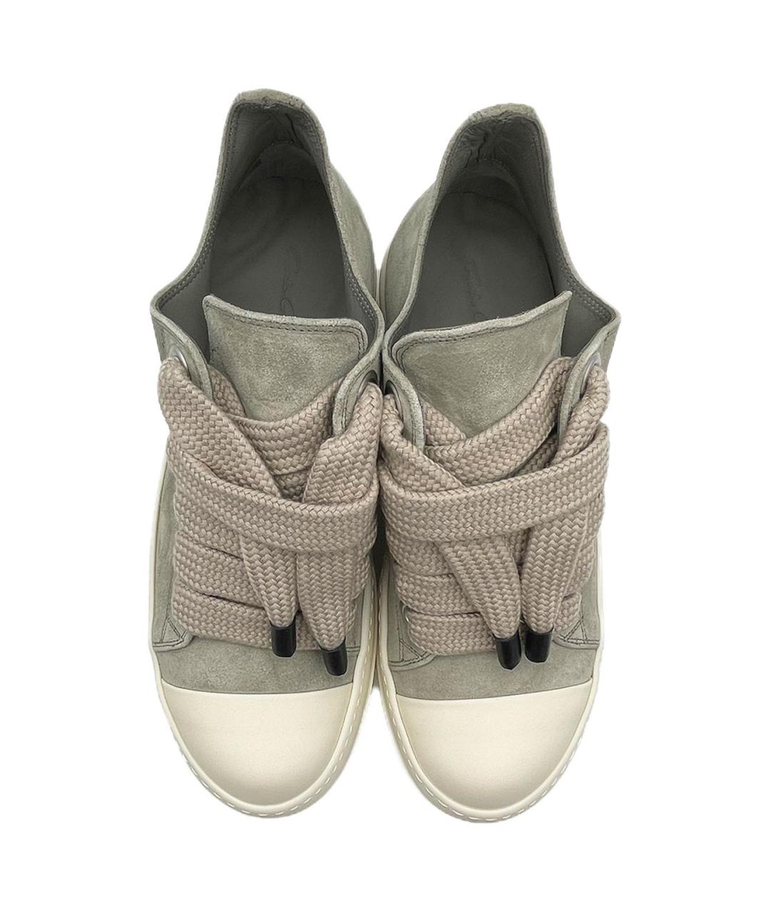 RICK OWENS Серые кожаные низкие кроссовки / кеды, фото 4