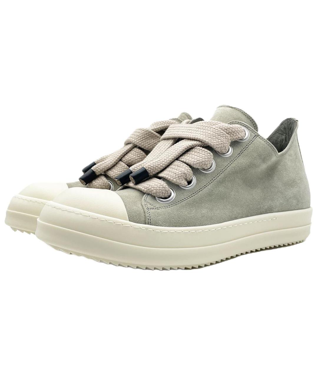 RICK OWENS Серые кожаные низкие кроссовки / кеды, фото 3