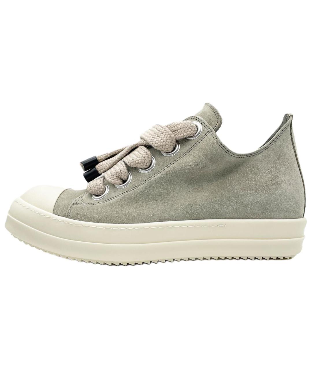 RICK OWENS Серые кожаные низкие кроссовки / кеды, фото 2