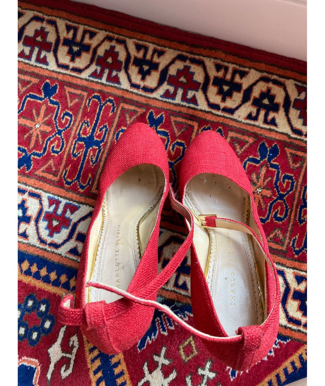 CHARLOTTE OLYMPIA Красные текстильные туфли, фото 3
