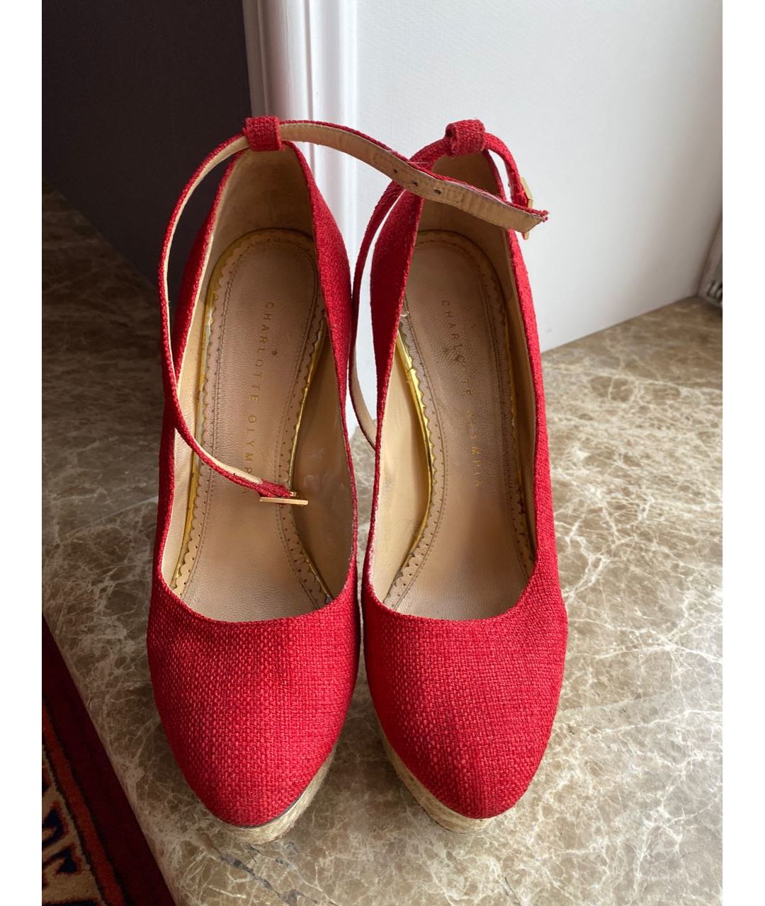 CHARLOTTE OLYMPIA Красные текстильные туфли, фото 2