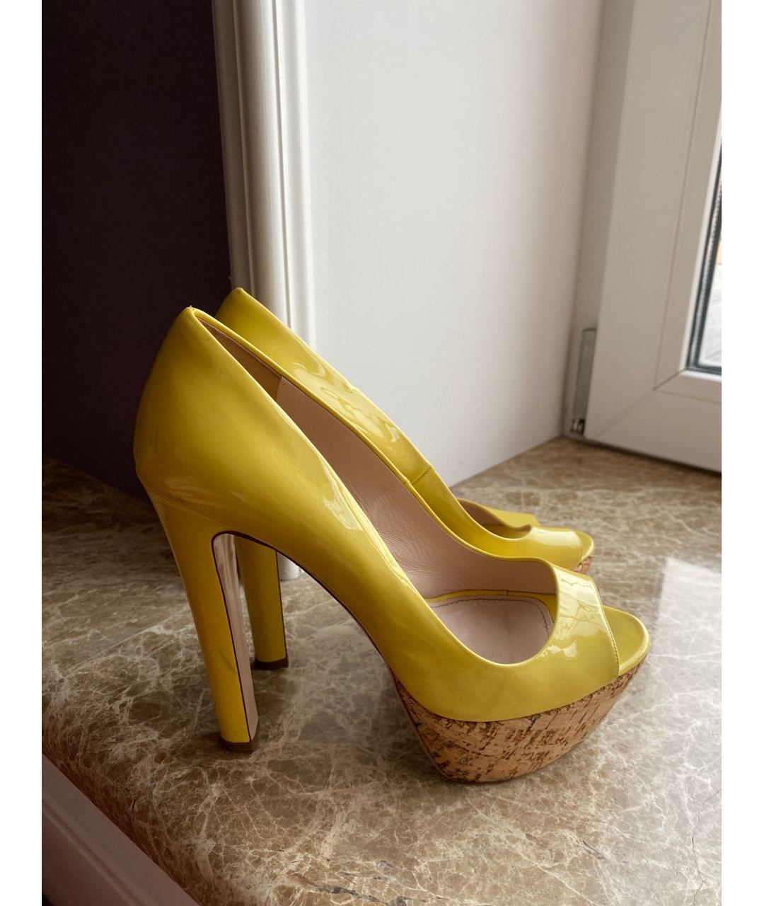 MIU MIU Желтые кожаные туфли, фото 5