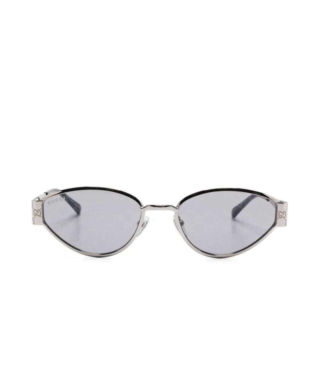 GUCCI Серебряные металлические солнцезащитные очки, фото 2