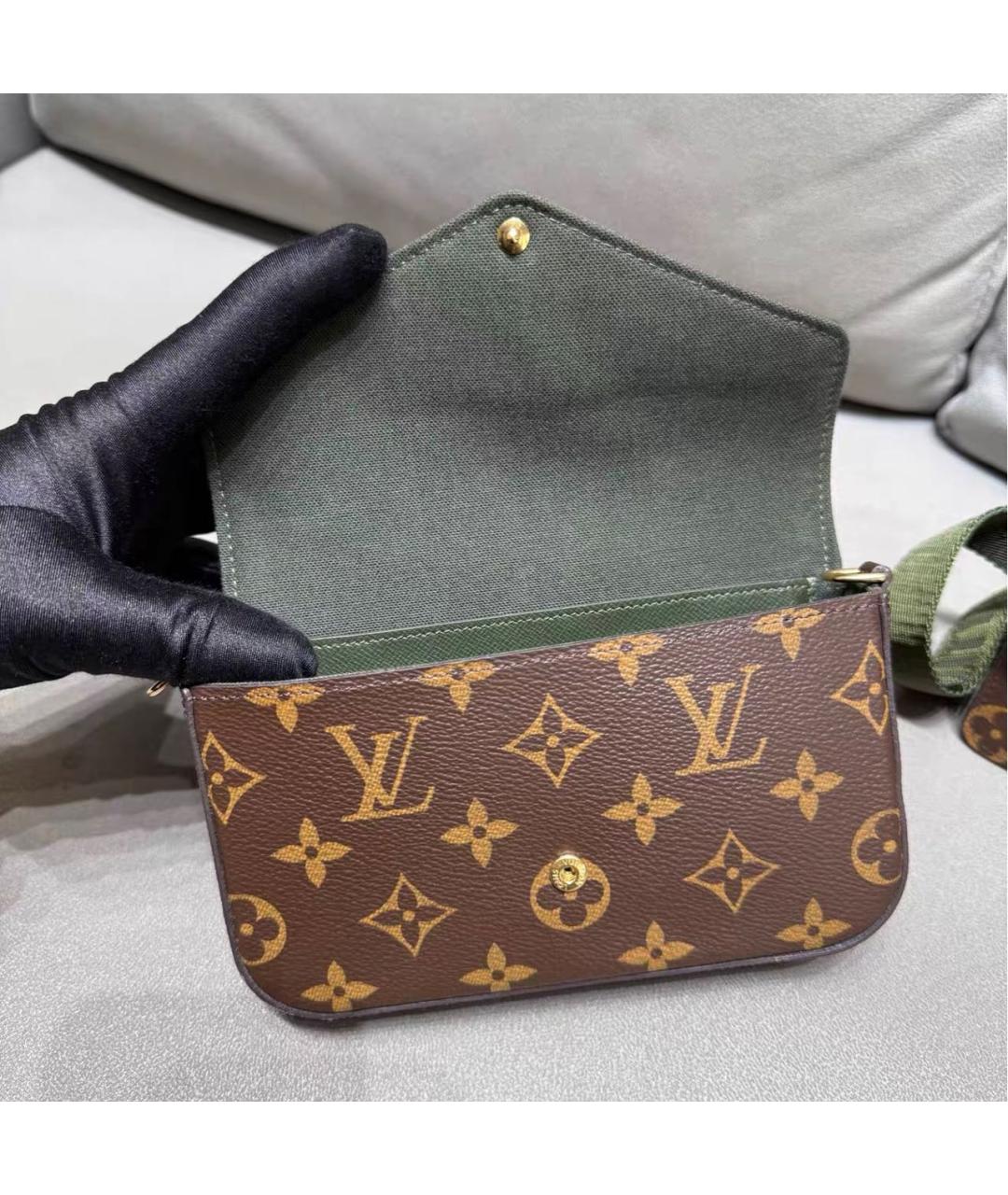 LOUIS VUITTON Коричневая кожаная сумка через плечо, фото 7