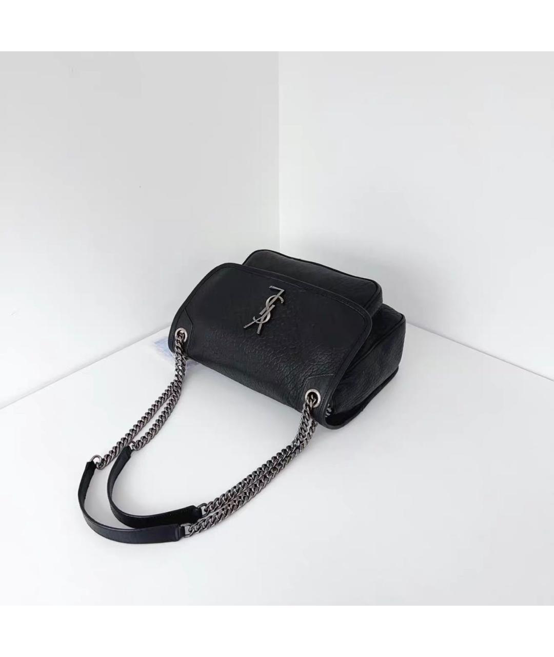 SAINT LAURENT Черная кожаная сумка тоут, фото 5