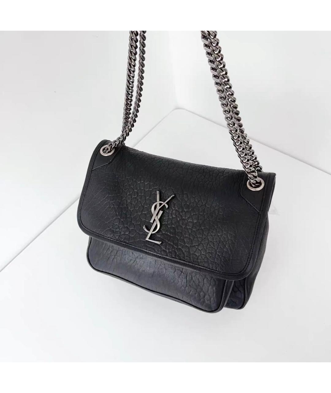 SAINT LAURENT Черная кожаная сумка тоут, фото 6
