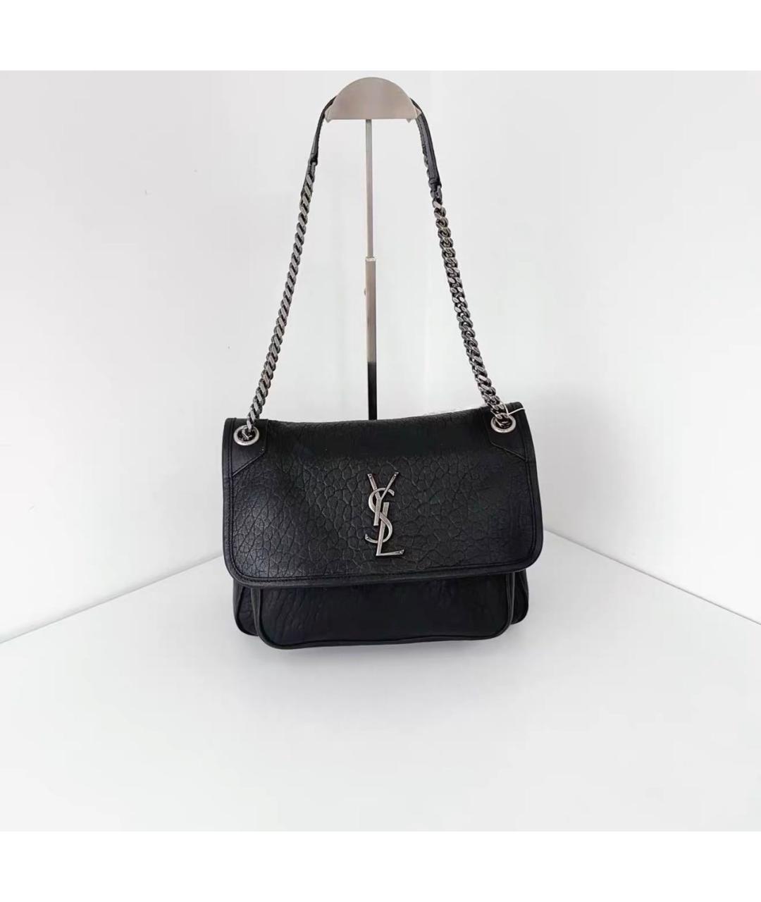 SAINT LAURENT Черная кожаная сумка тоут, фото 8