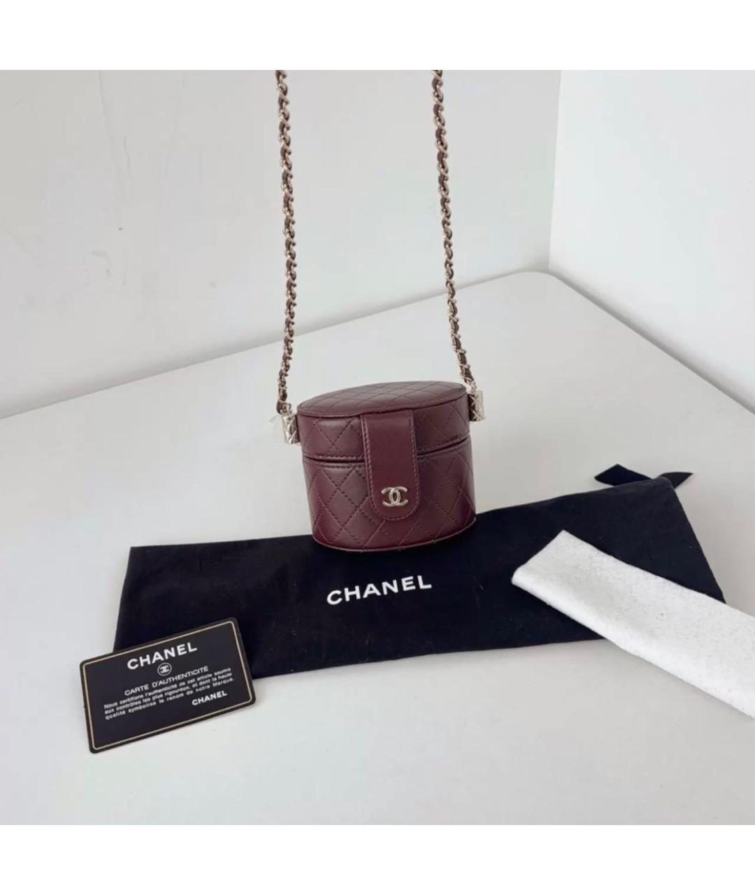 CHANEL Бордовая кожаная сумка через плечо, фото 4
