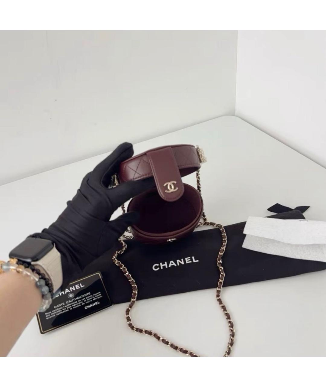 CHANEL Бордовая кожаная сумка через плечо, фото 7