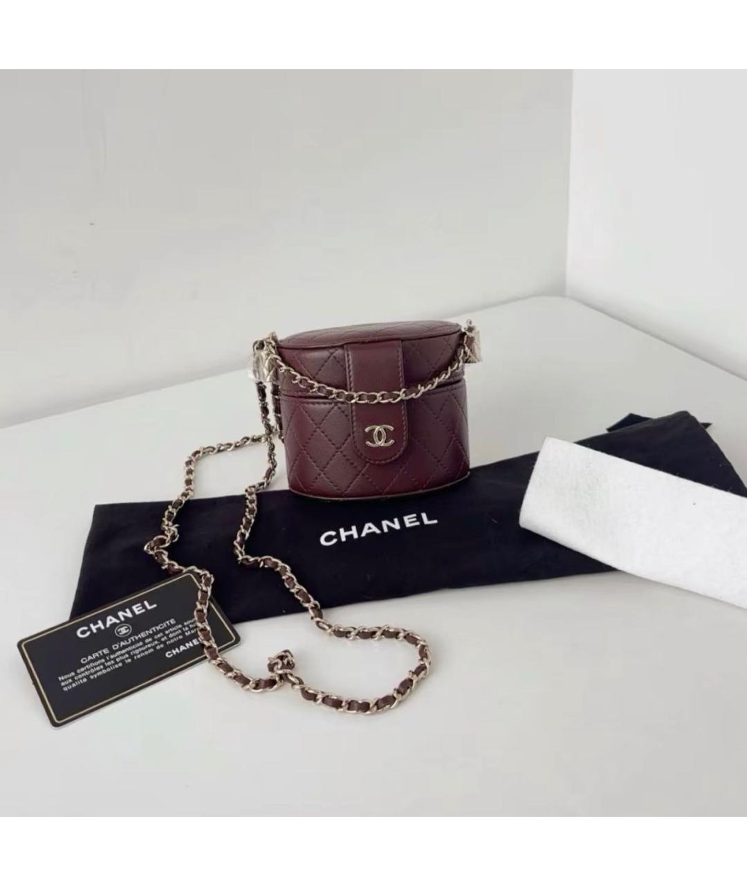 CHANEL Бордовая кожаная сумка через плечо, фото 8