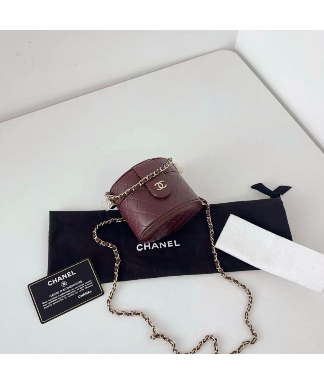 CHANEL Бордовая кожаная сумка через плечо, фото 6