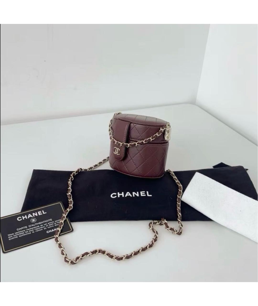 CHANEL Бордовая кожаная сумка через плечо, фото 3