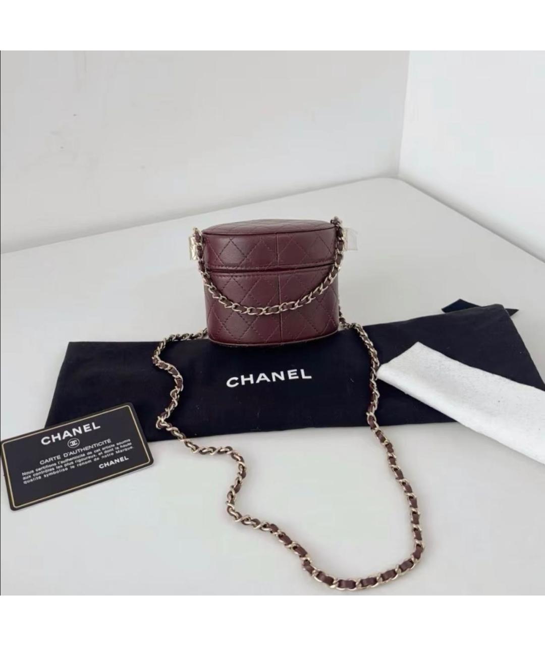 CHANEL Бордовая кожаная сумка через плечо, фото 2