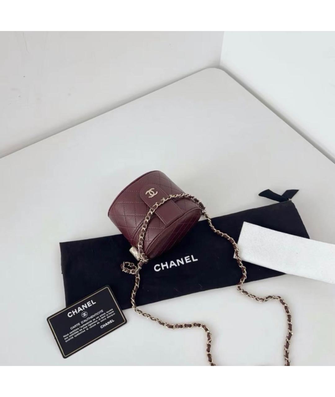 CHANEL Бордовая кожаная сумка через плечо, фото 5