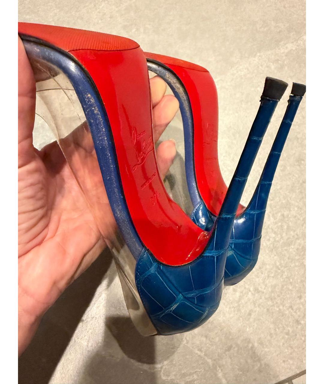 CHRISTIAN LOUBOUTIN Синие туфли из кожи крокодила, фото 5